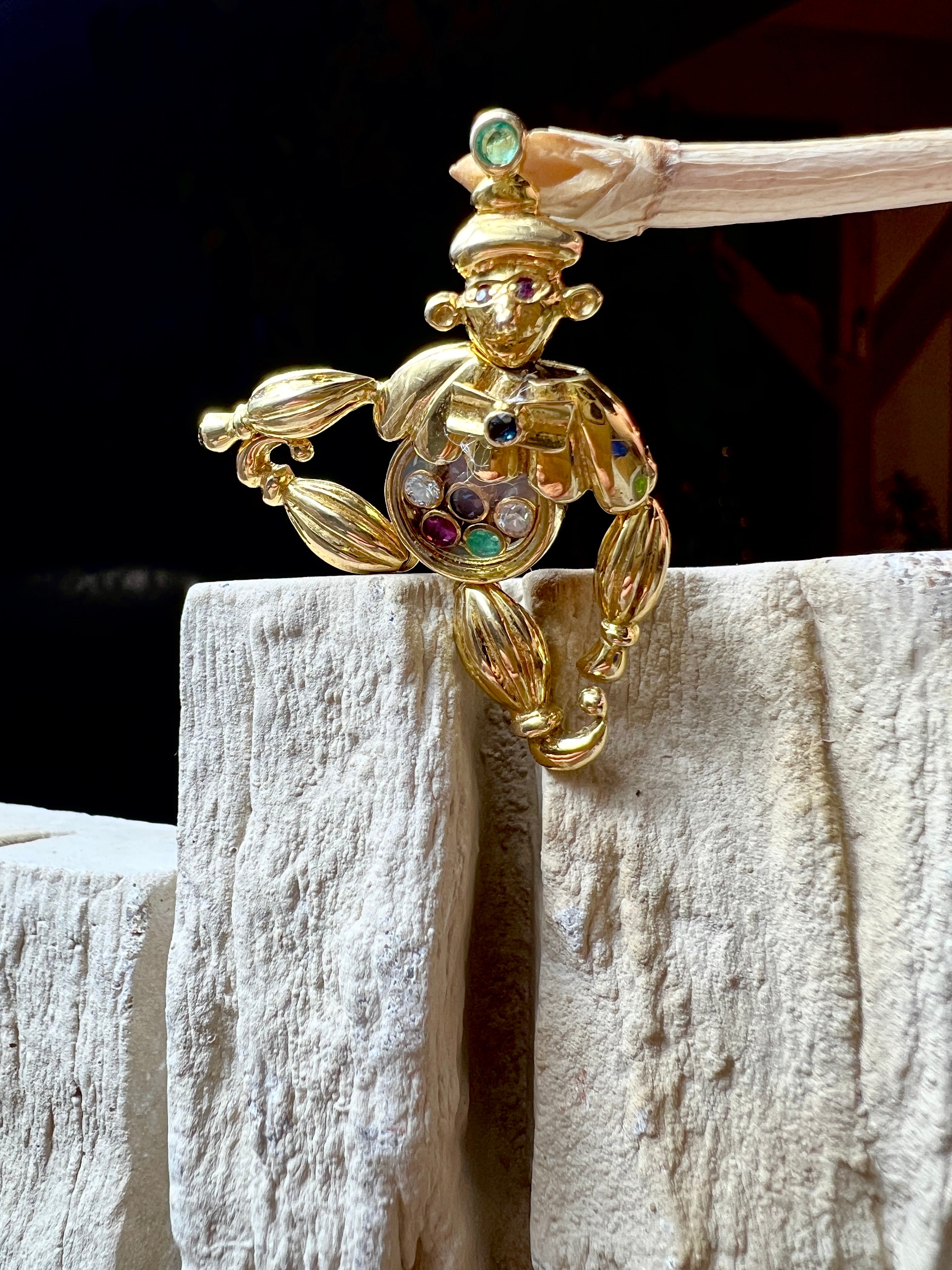 exklusiver Harlekin Anhänger - 585er Gold - Diamanten & Edelsteine - UNIKAT