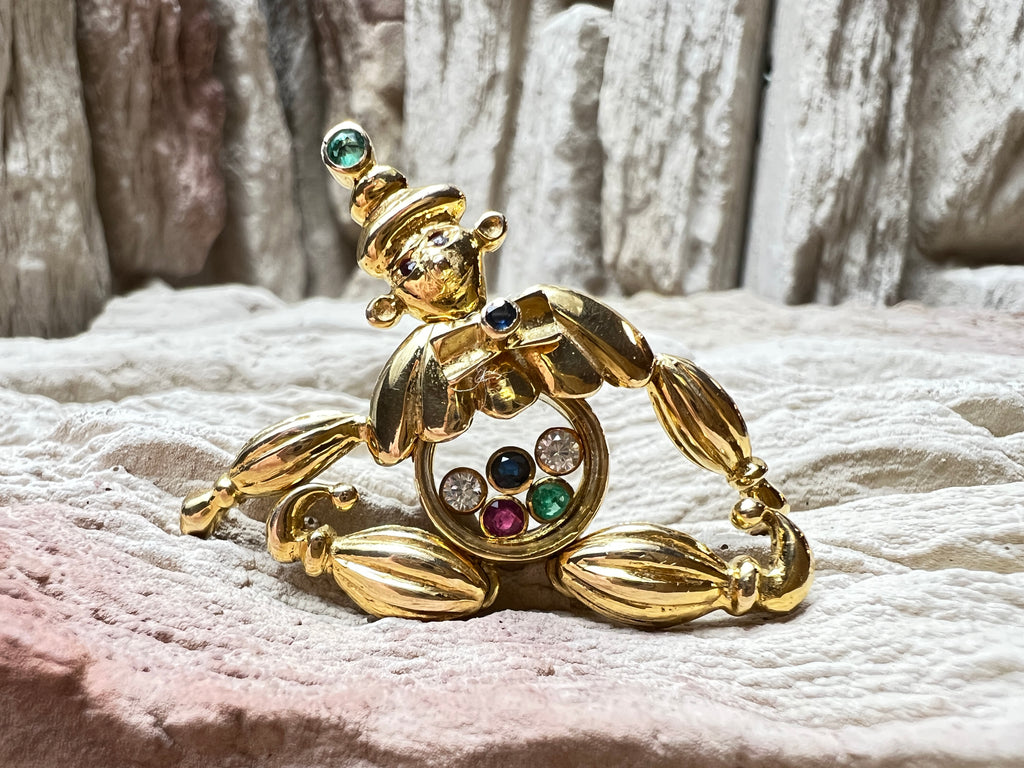 exklusiver Harlekin Anhänger - 585er Gold - Diamanten & Edelsteine - UNIKAT