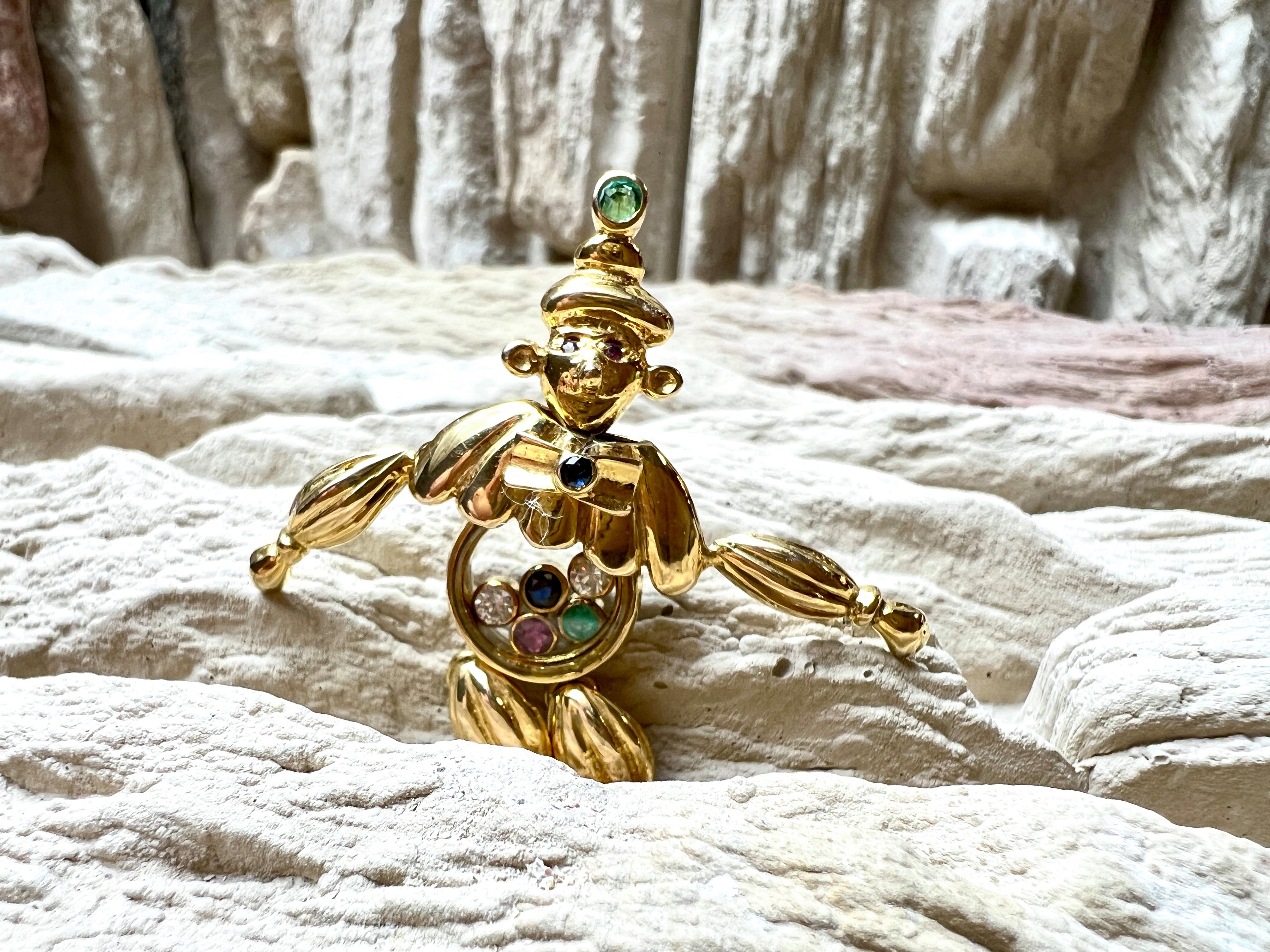 exklusiver Harlekin Anhänger - 585er Gold - Diamanten & Edelsteine - UNIKAT