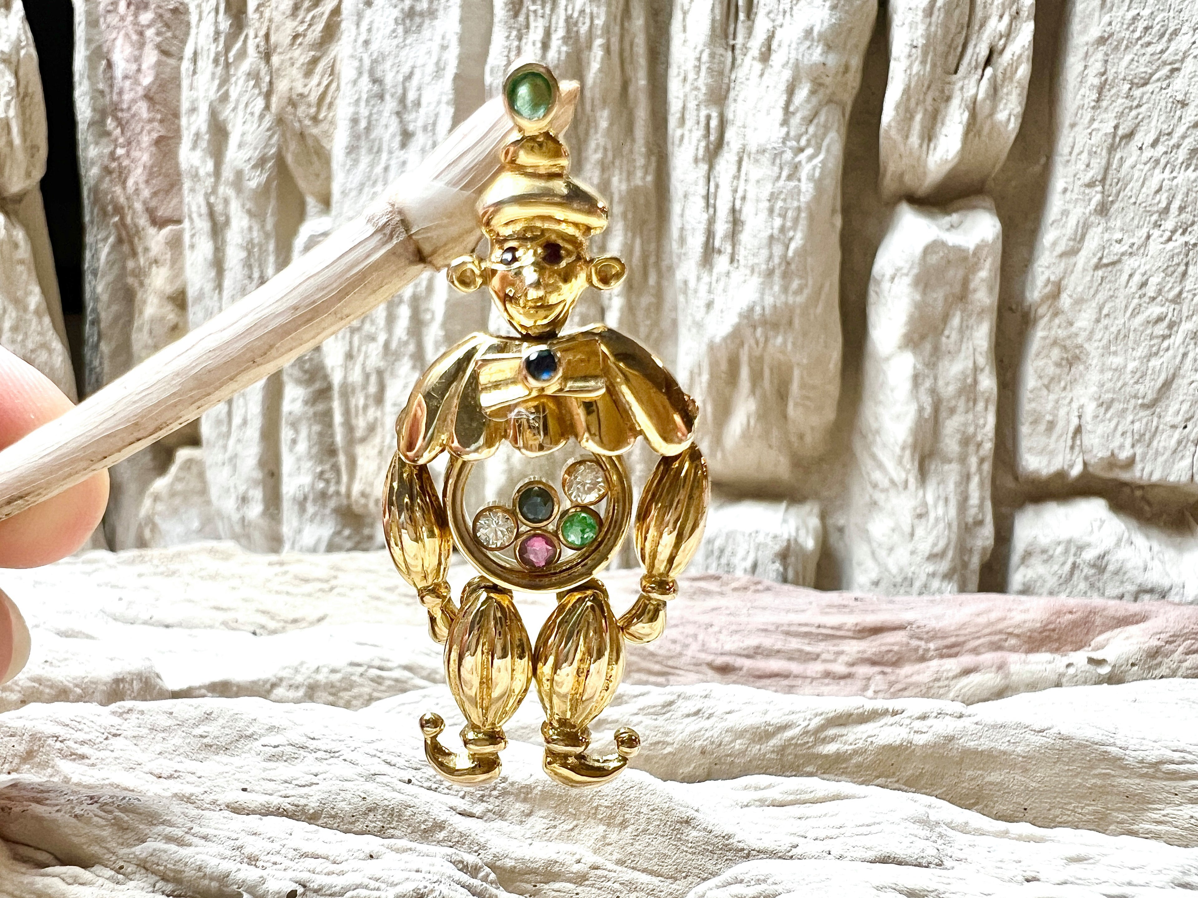 exklusiver Harlekin Anhänger - 585er Gold - Diamanten & Edelsteine - UNIKAT