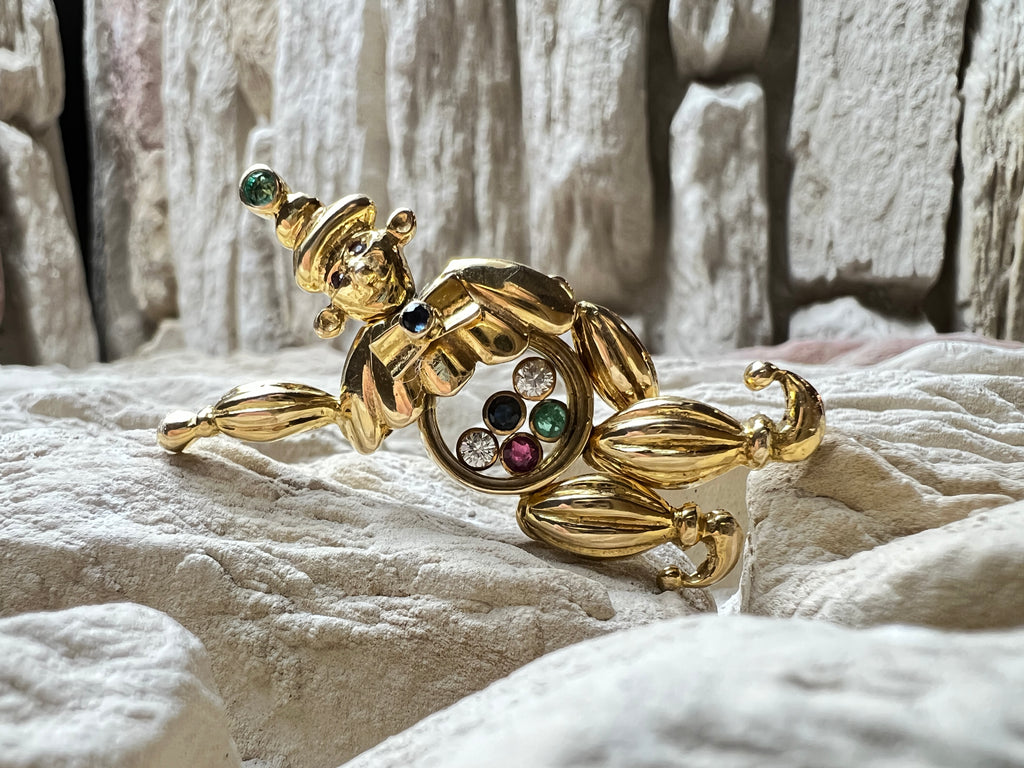 exklusiver Harlekin Anhänger - 585er Gold - Diamanten & Edelsteine - UNIKAT