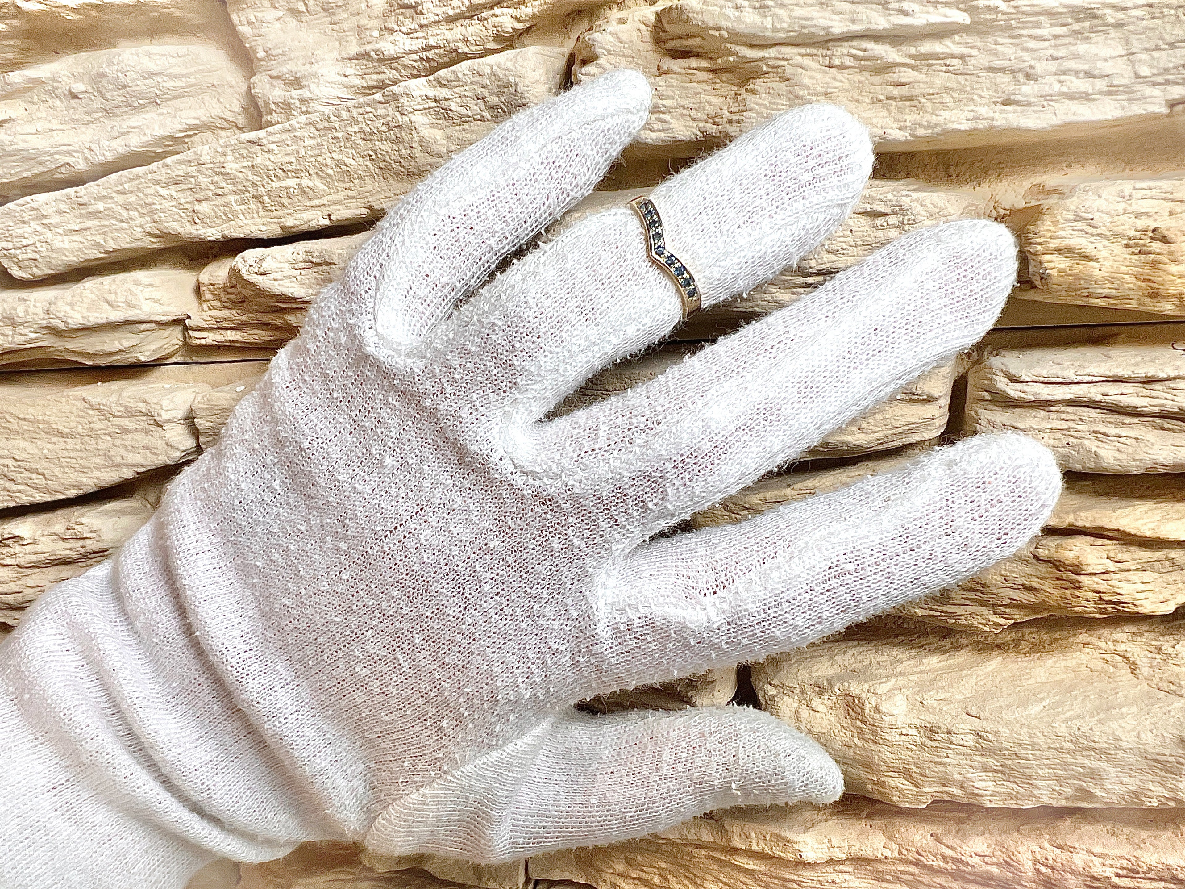 Luxus-Unikat Saphirring „Ocean Wave“  – 585er Gold - Nr. 53 (13) - UNIKAT