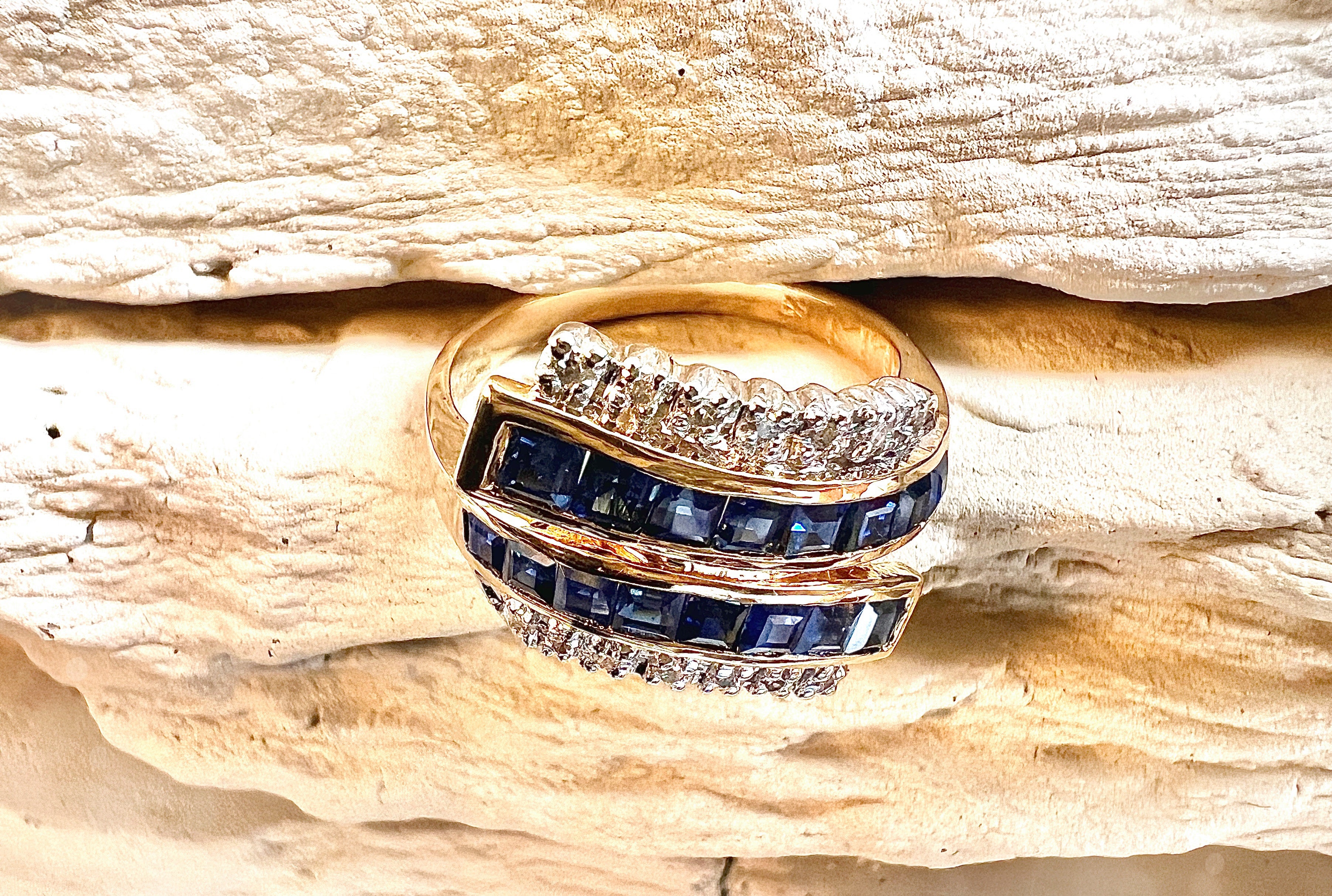 Luxus-Unikat Saphirring – 585er Gold mit Saphiren & Diamanten