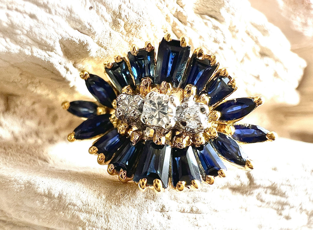 Luxus-Unikat Saphirring mit Diamanten – 585er Gold - Nr. 53 (13) - UNIKAT