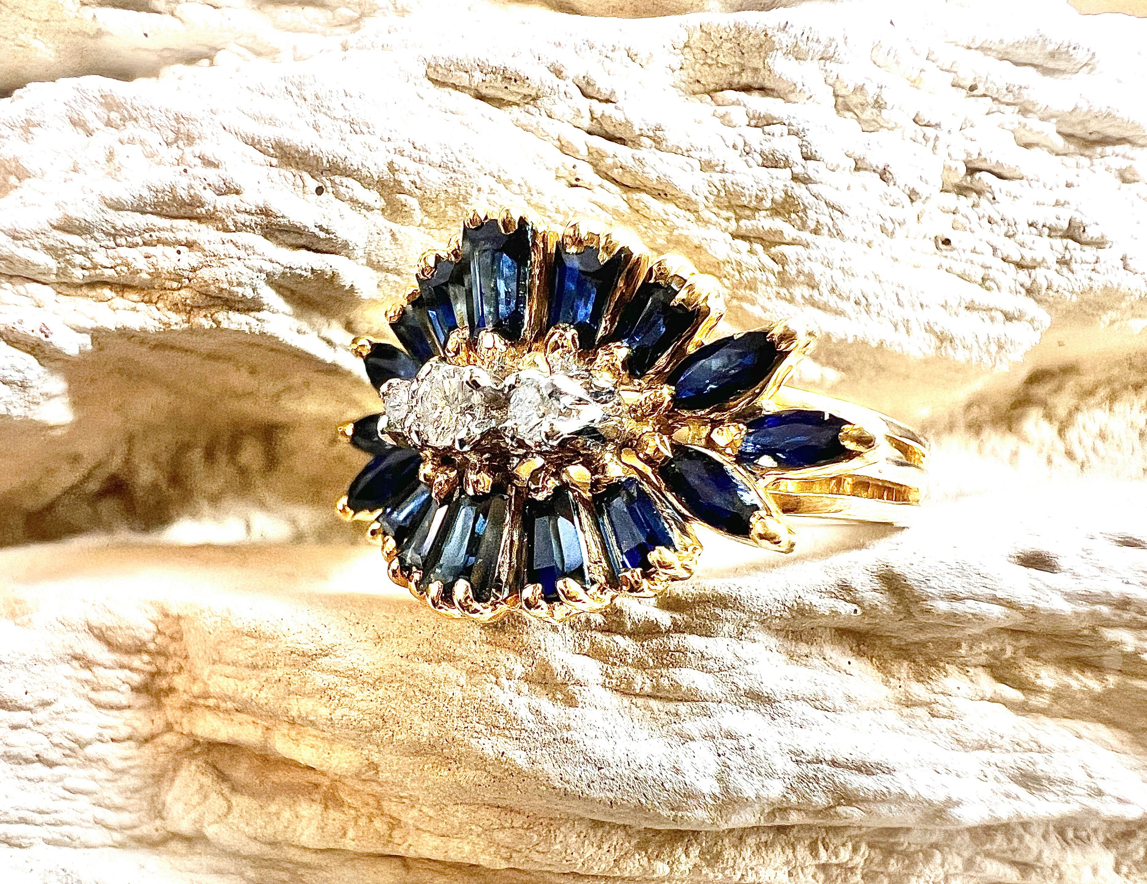 Luxus-Unikat Saphirring mit Diamanten – 585er Gold - Nr. 53 (13) - UNIKAT