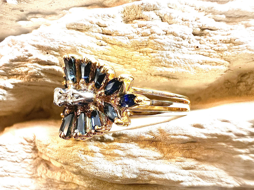 Luxus-Unikat Saphirring mit Diamanten – 585er Gold - Nr. 53 (13) - UNIKAT