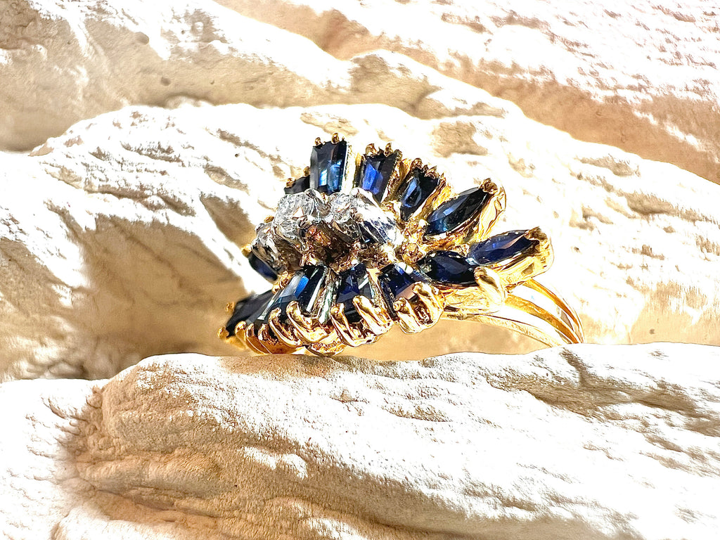 Luxus-Unikat Saphirring mit Diamanten – 585er Gold - Nr. 53 (13) - UNIKAT