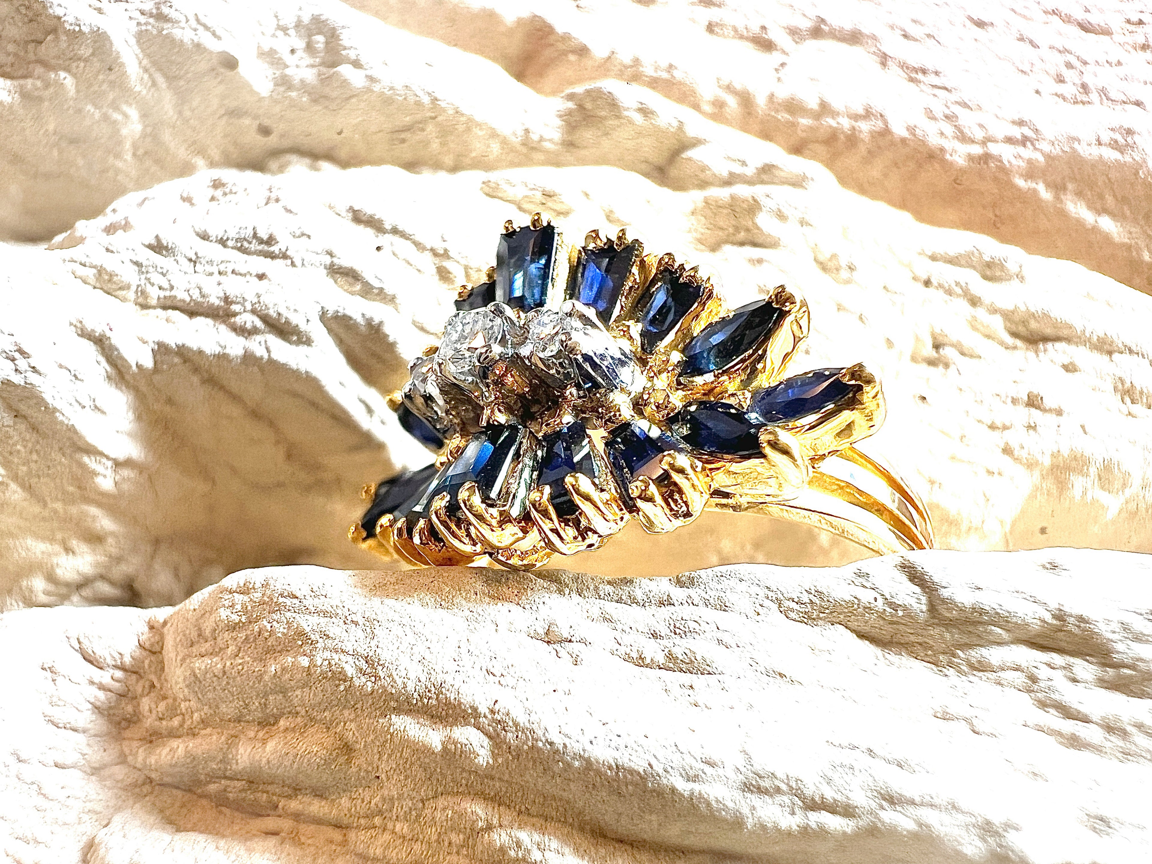 Luxus-Unikat Saphirring mit Diamanten – 585er Gold - Nr. 53 (13) - UNIKAT