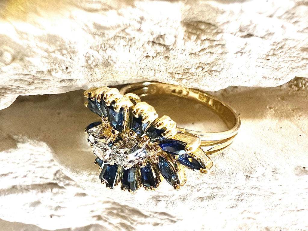 Luxus-Unikat Saphirring mit Diamanten – 585er Gold - Nr. 53 (13) - UNIKAT