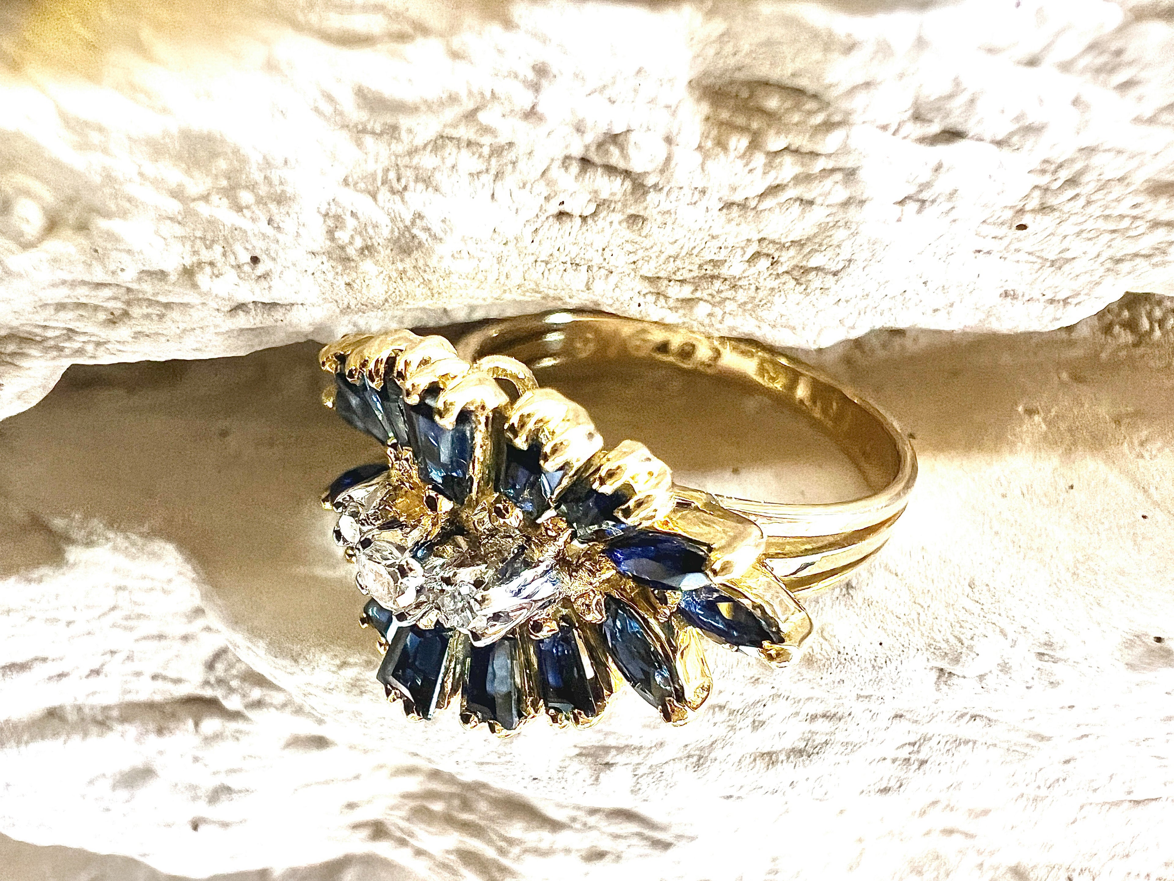 Luxus-Unikat Saphirring mit Diamanten – 585er Gold - Nr. 53 (13) - UNIKAT