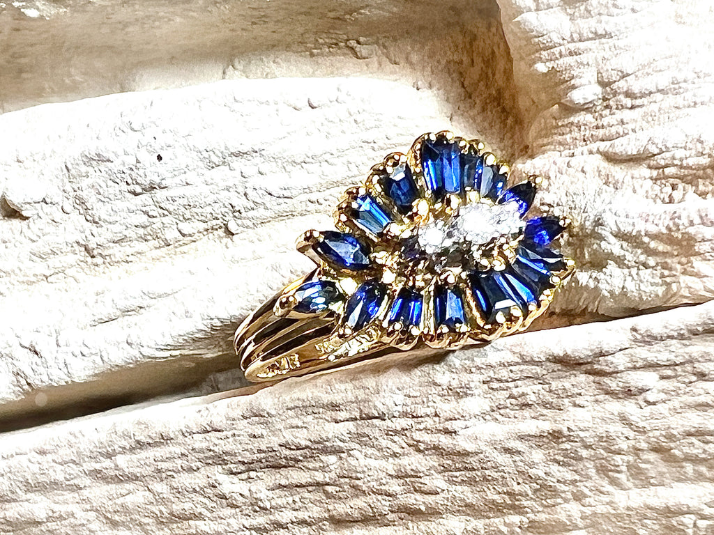 Luxus-Unikat Saphirring mit Diamanten – 585er Gold - Nr. 53 (13) - UNIKAT