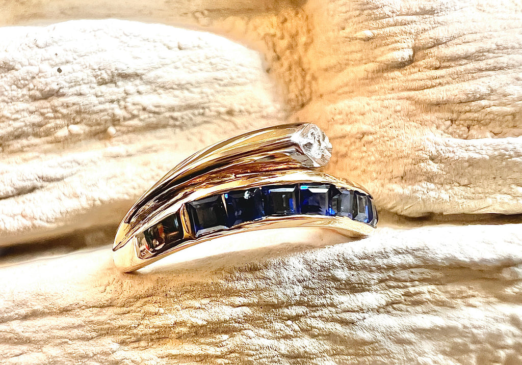Luxus-Unikat Saphirring mit Diamant – 585er Gold - Nr. 54 (14) - UNIKAT