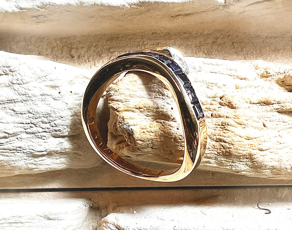 Luxus-Unikat Saphirring mit Diamant – 585er Gold - Nr. 54 (14) - UNIKAT