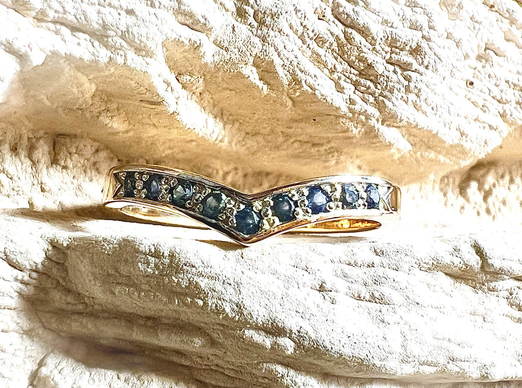 Luxus-Unikat Saphirring „Ocean Wave“  – 585er Gold - Nr. 53 (13) - UNIKAT