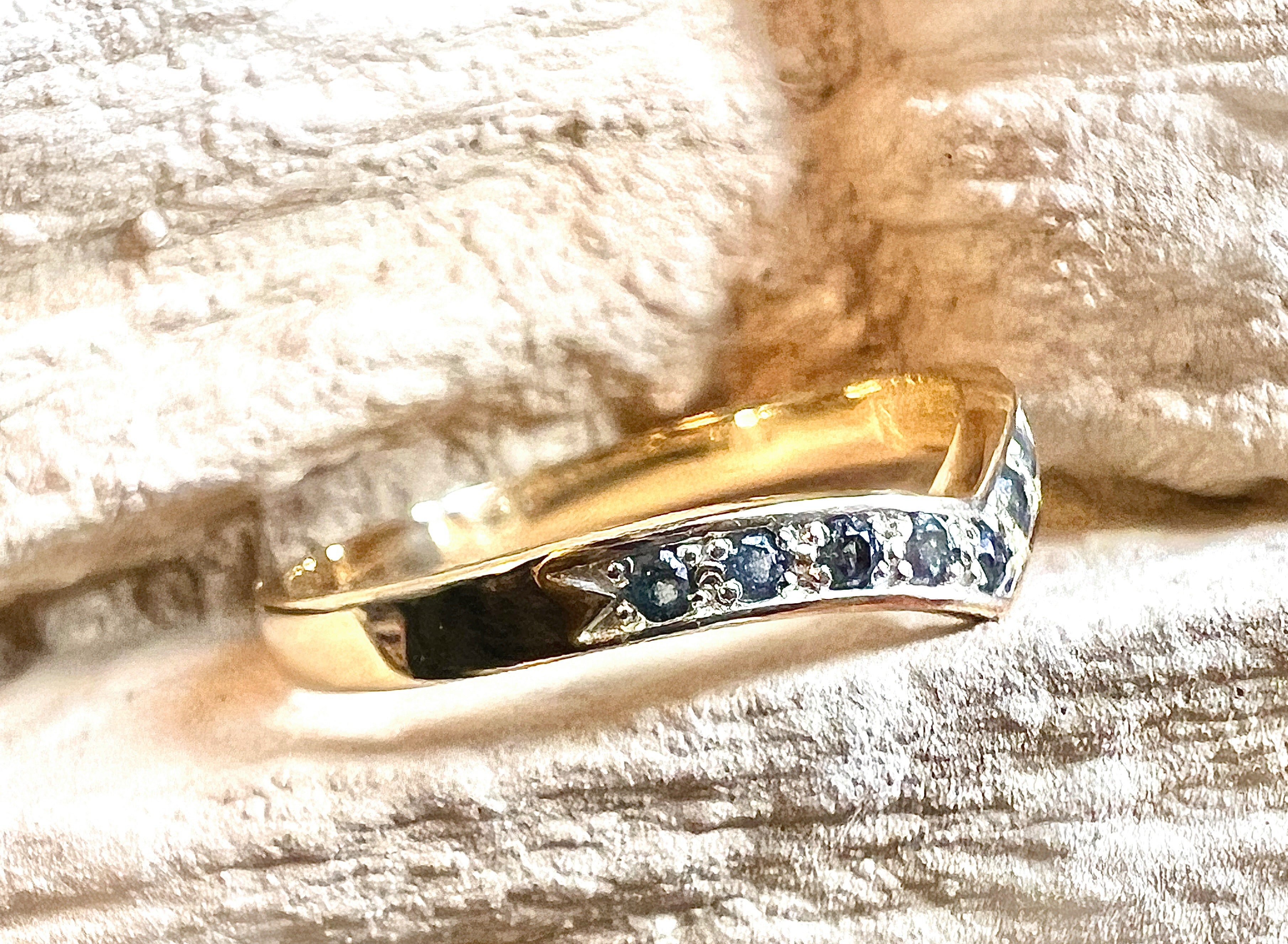 Luxus-Unikat Saphirring „Ocean Wave“  – 585er Gold - Nr. 53 (13) - UNIKAT