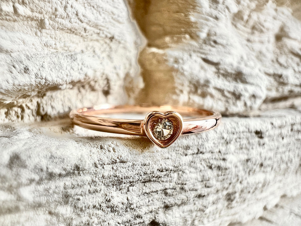 Luxus-Unikat Saphirring / Verlobungsring „Pure Heart“  – 585er Rotgold - Nr. 56 (16) - UNIKAT