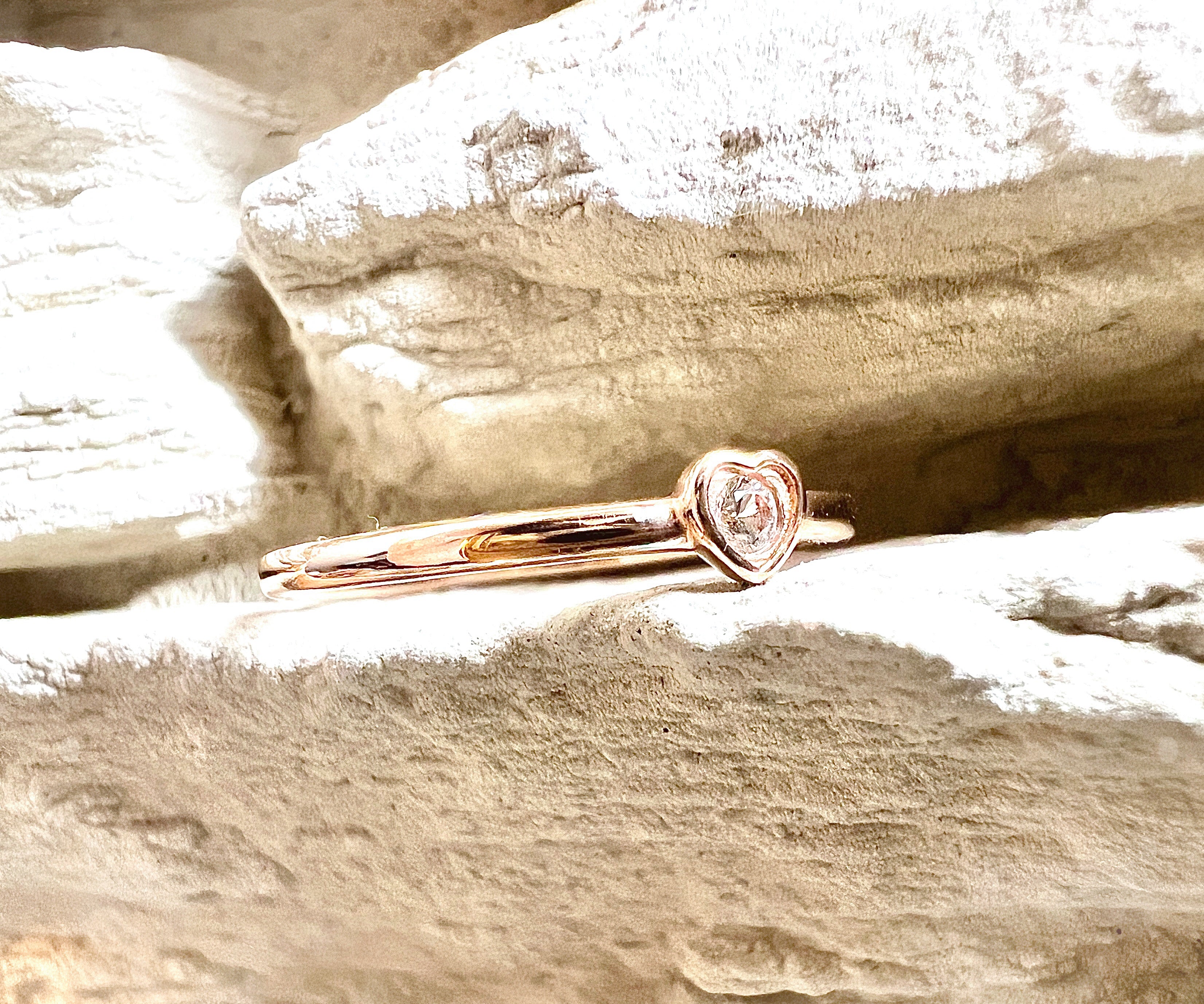 Luxus-Unikat Saphirring / Verlobungsring „Pure Heart“  – 585er Rotgold - Nr. 56 (16) - UNIKAT