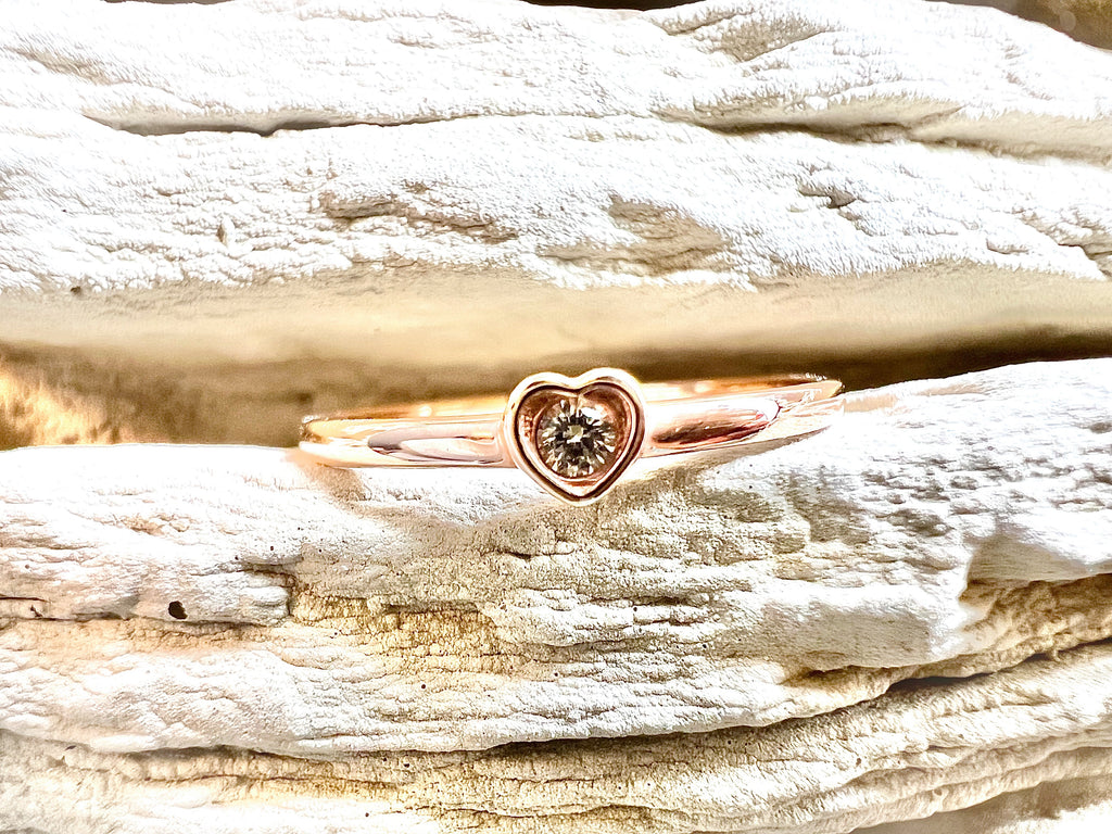 Luxus-Unikat Saphirring / Verlobungsring „Pure Heart“  – 585er Rotgold - Nr. 56 (16) - UNIKAT