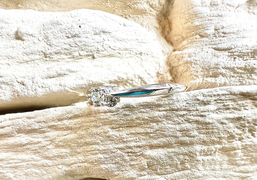 Luxus-Unikat Saphirring / Verlobungsring „Silent Light“  – 585er Weißgold - Nr. 54 (14) - UNIKAT