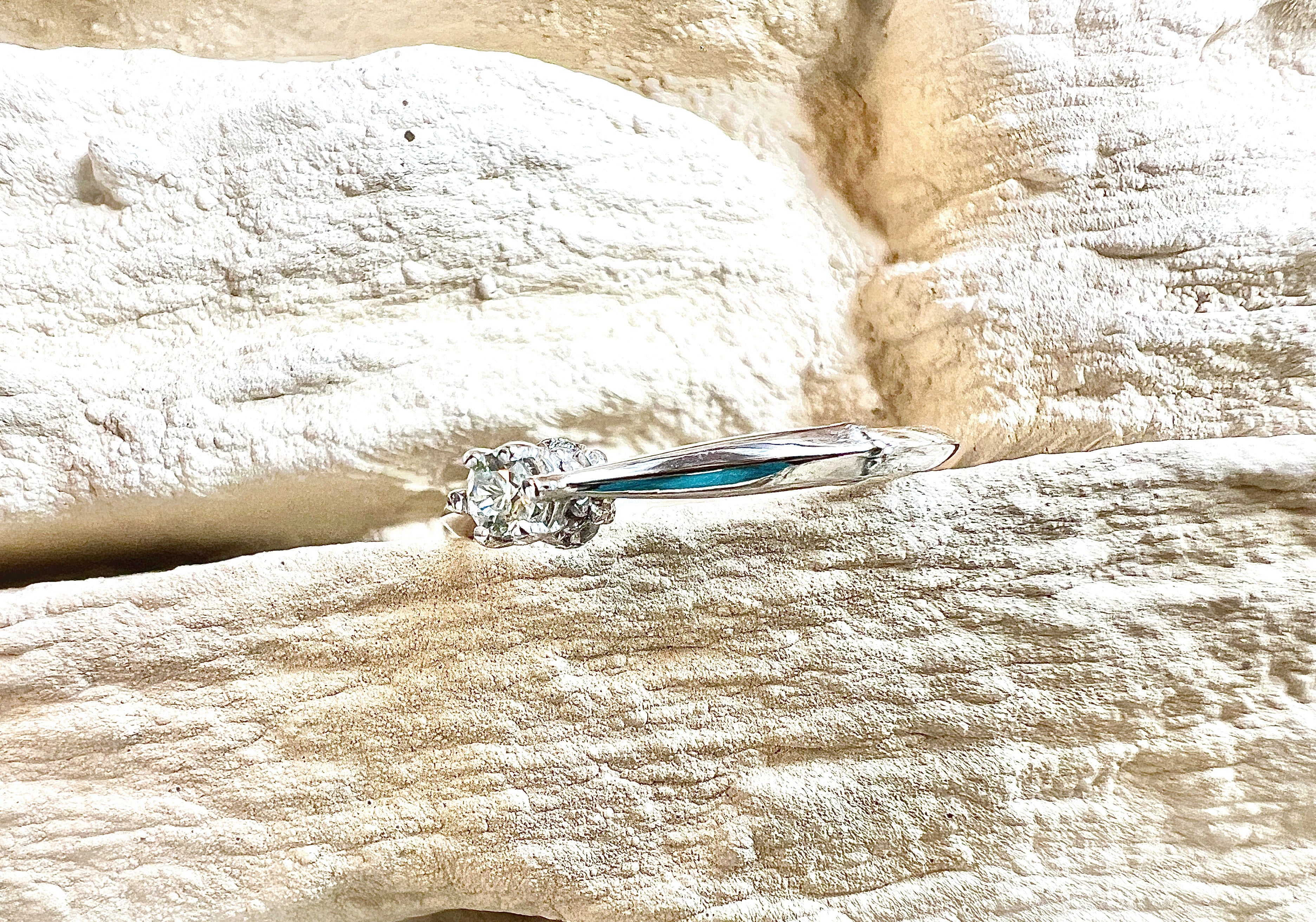 Luxus-Unikat Saphirring / Verlobungsring „Silent Light“  – 585er Weißgold - Nr. 54 (14) - UNIKAT