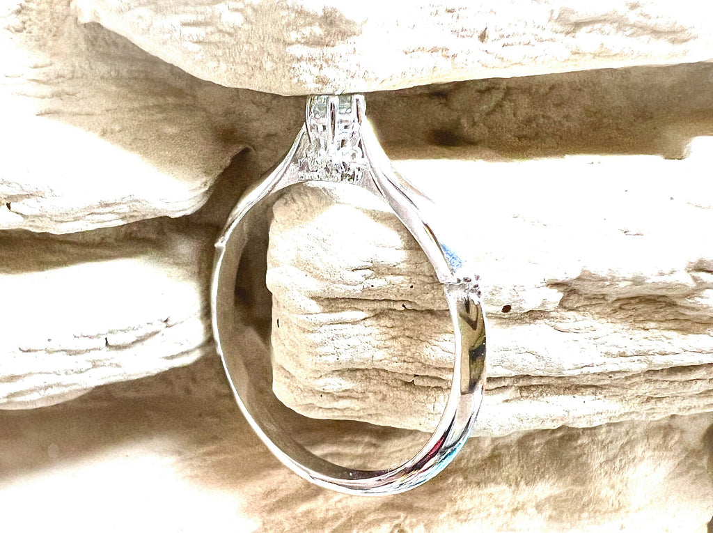 Luxus-Unikat Saphirring / Verlobungsring „Silent Light“  – 585er Weißgold - Nr. 54 (14) - UNIKAT