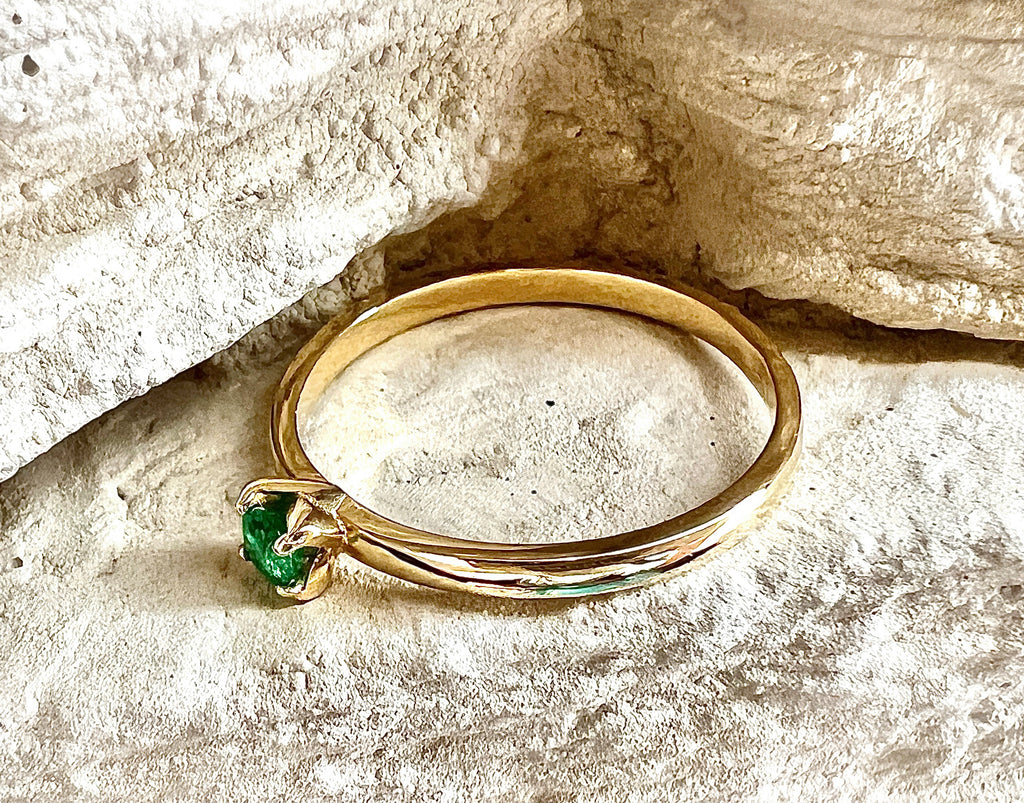 Luxus-Unikat Smaragdring / Verlobungsring „Emerald Soul“  – 585er Gold - Nr. 50 (10) - UNIKAT