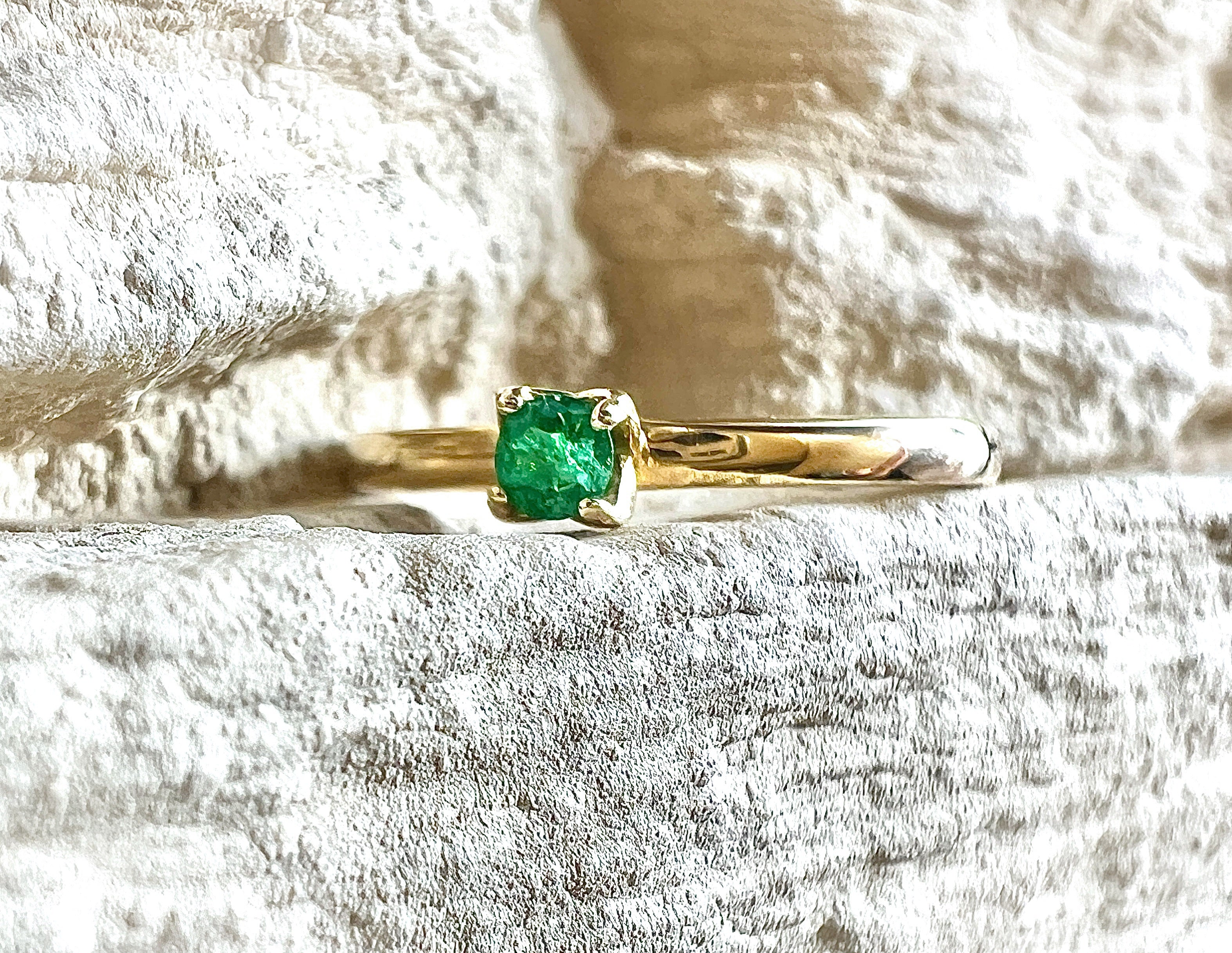 Luxus-Unikat Smaragdring / Verlobungsring „Emerald Soul“  – 585er Gold - Nr. 50 (10) - UNIKAT
