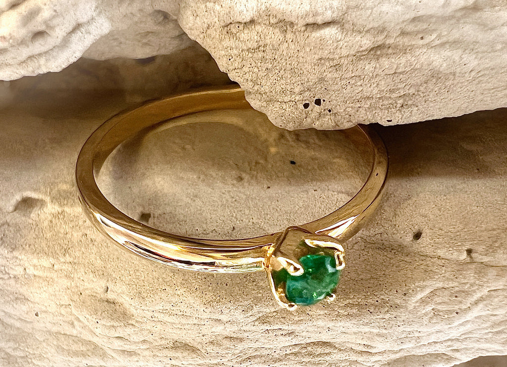 Luxus-Unikat Smaragdring / Verlobungsring „Emerald Soul“  – 585er Gold - Nr. 50 (10) - UNIKAT