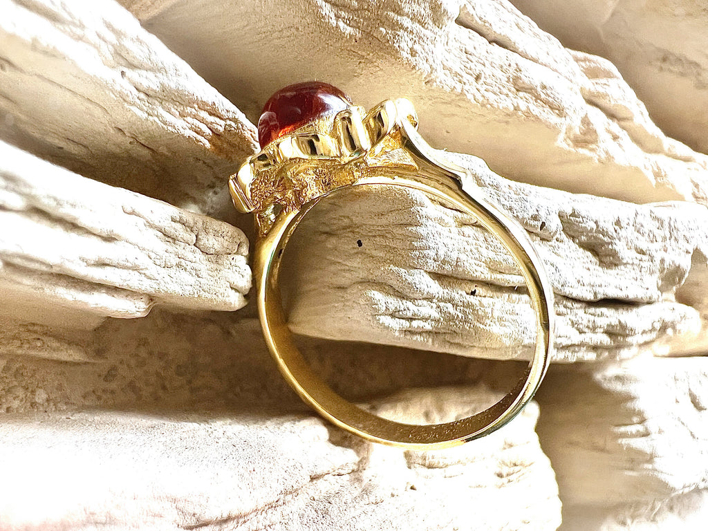 Luxus-Unikat Bernsteinring „Golden Amber Bloom“  – 585er Gold - Nr. 55 (15) - UNIKAT